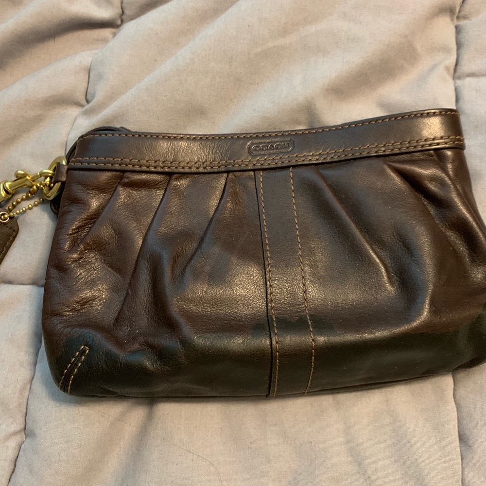 Coach Brown leather wristlet